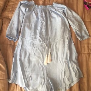 Over the shoulder chambray romper