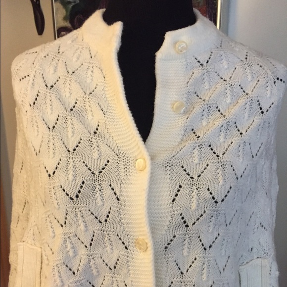 Vintage cream button up poncho 1