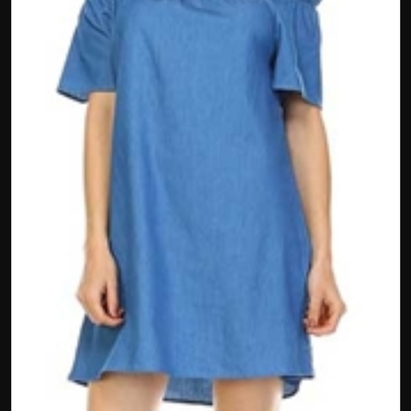 Off the shoulder chambray mini dress - Picture 2 of 2