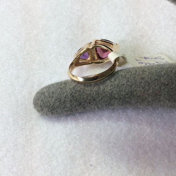 FINAL SALE PRICE 14K YG Rhodolite Garnet, Amethyst & Diamond Ring - Picture 3 of 4