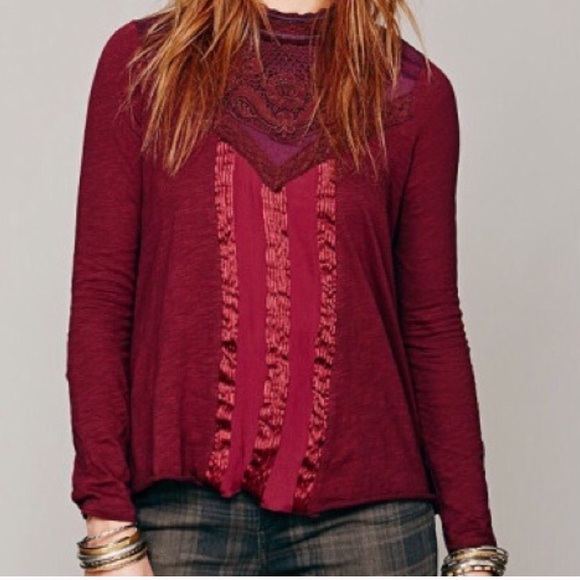 FREE PEOPLE Burgundy Top