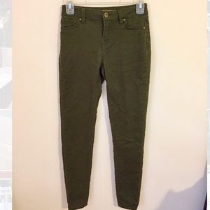 Olive green stretchy jeans