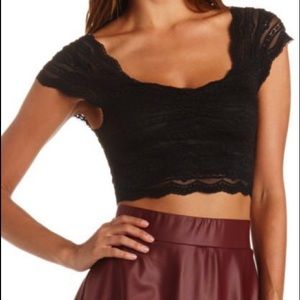 Black Lace Backless Crop