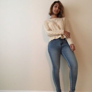 beige cable knit sweater
