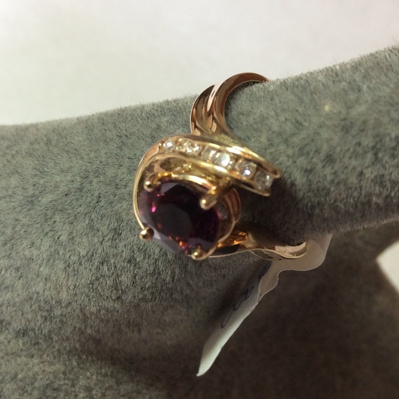 FINAL SALE PRICE 14K YG Horseshoe Pink Tourmaline & Diamond Ring - Picture 2 of 4