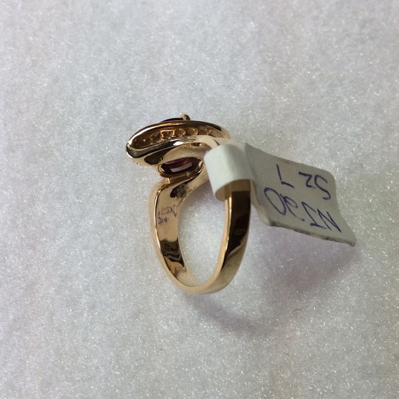 FINAL SALE PRICE 14K YG Horseshoe Pink Tourmaline & Diamond Ring - Picture 3 of 4