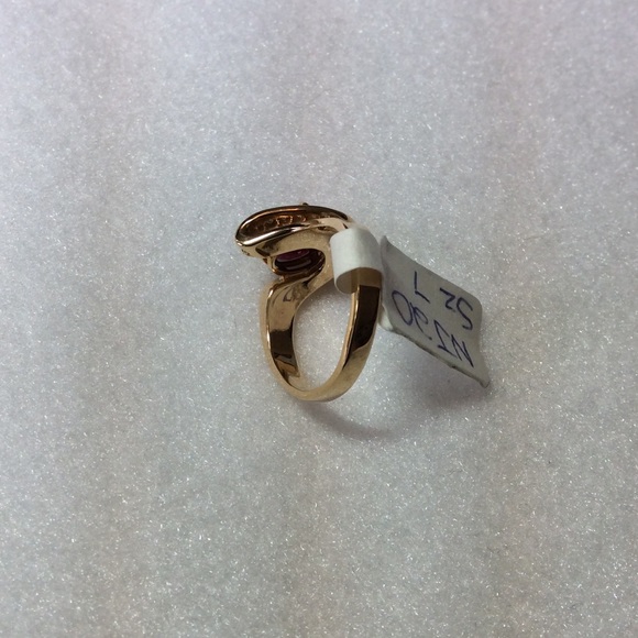 FINAL SALE PRICE 14K YG Horseshoe Pink Tourmaline & Diamond Ring - Picture 4 of 4