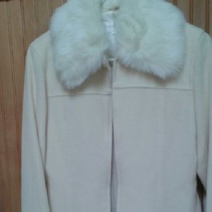 **SALE**Ivory  winter coat with faux fur