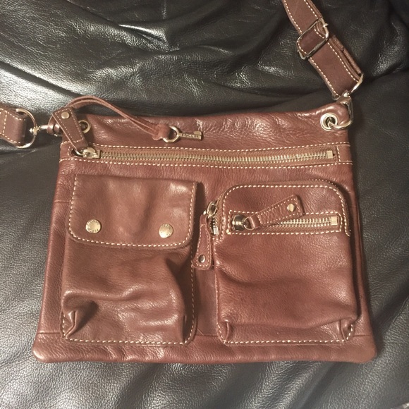 Fossil cross body brown leather bag