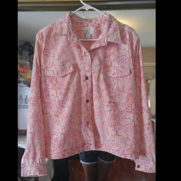 Christopher & Banks Pink Flowered Blouse