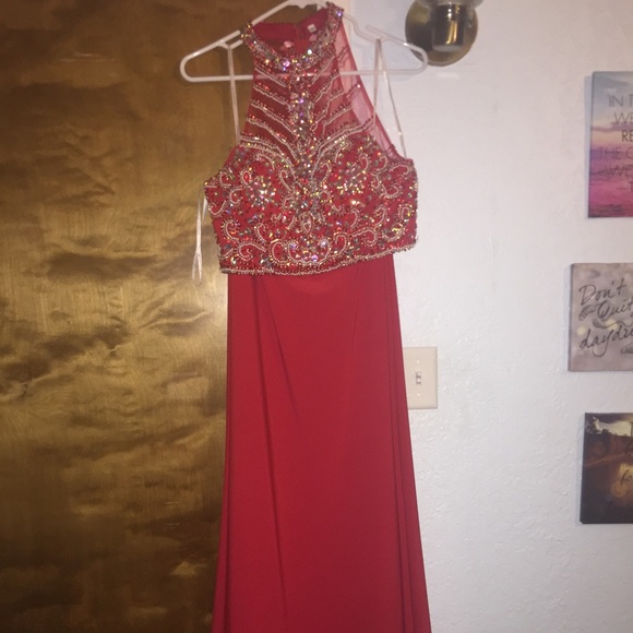 Long 2 Piece Red Dress