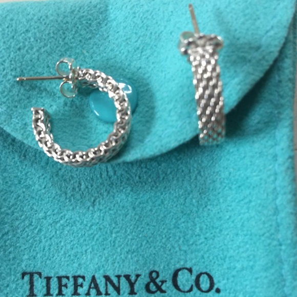 Tiffany & Co. Small Mesh Hoop Earrings! Beautiful!