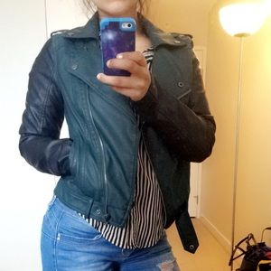 Faux leather moto jacket