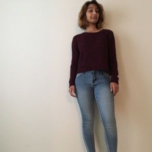 maroon cropped sweater