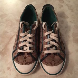 Brown and Aqua Coach Shoes