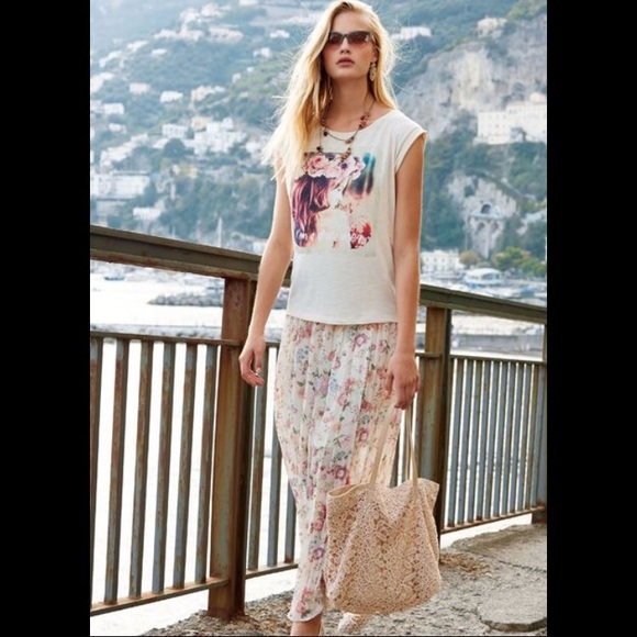 United Colors of Benetton Sheer Floral Print Skirt