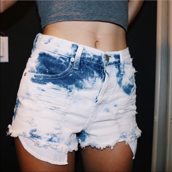 Bleached and Distressed High Waisted Shorts