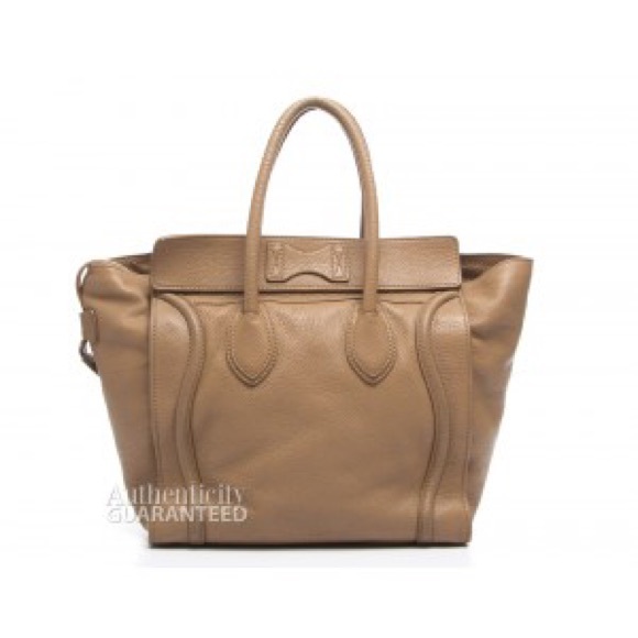 Celine Beige Pebbled Leather Luggage Tote Bag - Picture 2 of 4