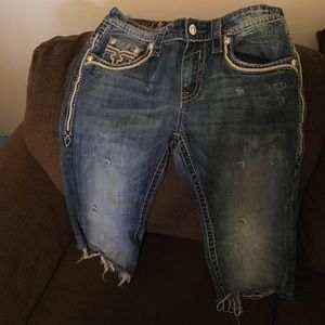Rock revival jeans cut up into shorts