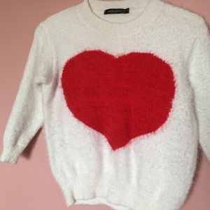 FUZZY HEART SWEATER