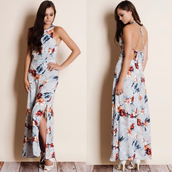Empress Cross Back Floral Maxi Dress - Picture 2 of 4