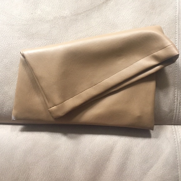 Nude fold over handmade clutch