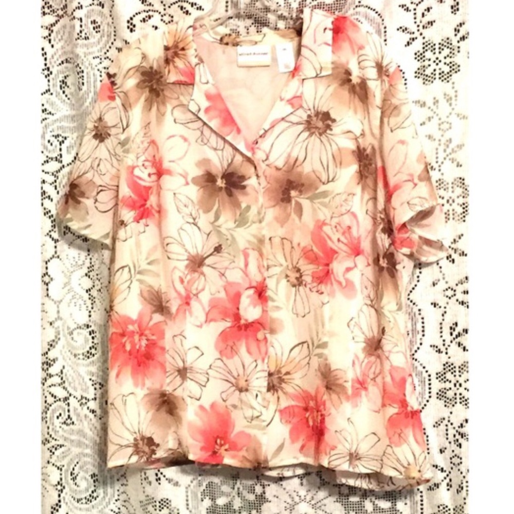 Alfred Dunner Lined Shirt Blouse Top Size 18W