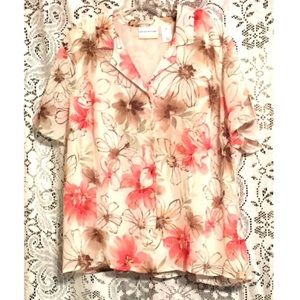 Alfred Dunner Lined Shirt Blouse Top Size 18W
