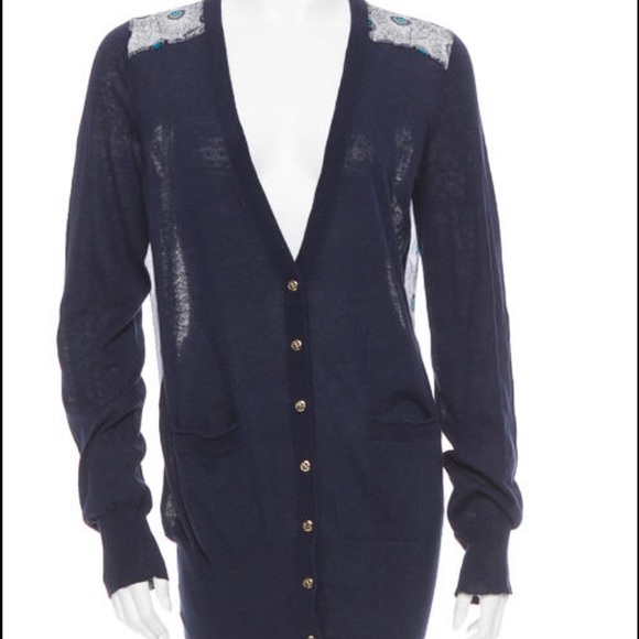 Tory Burch Jacy Chiffon Peacock Sweater