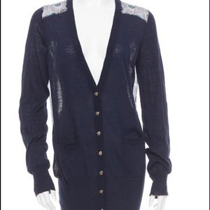 Tory Burch Jacy Chiffon Peacock Sweater