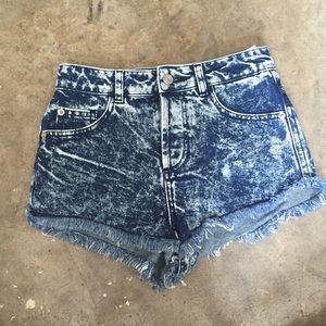 Topshop Moto "Brooke" Acid Wash Shorts