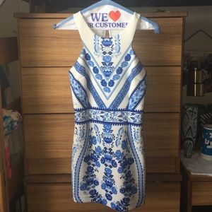 Gianni Bini Blue and White Cocktail Dress