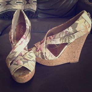 ALDO floral print wedges