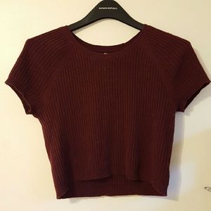 Maroon sweater crop top