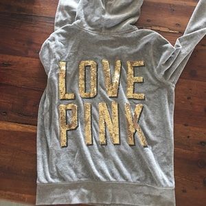 PINK sequin zip up hoodie