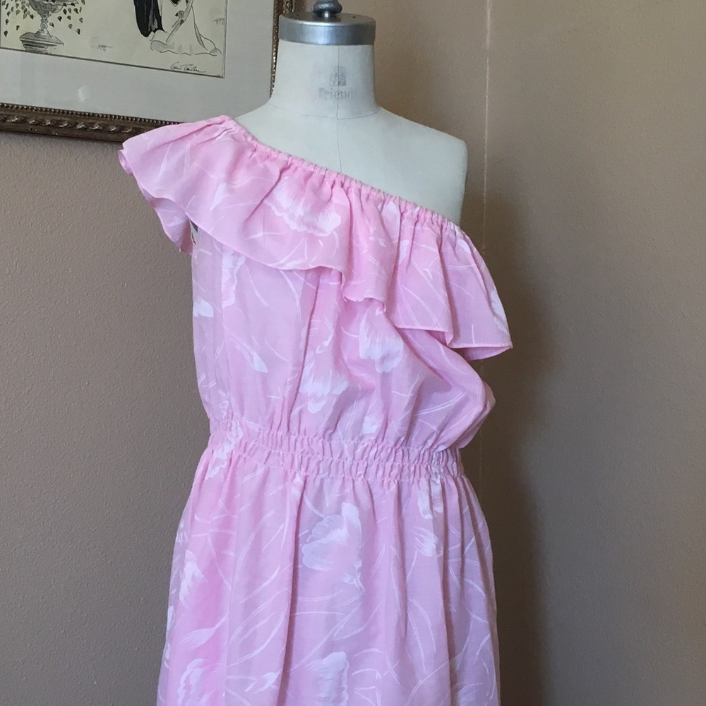 Vintage Pink Floral Cotton Midi Sun Dress