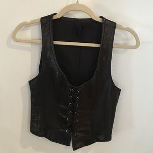 Bebe black leather vest