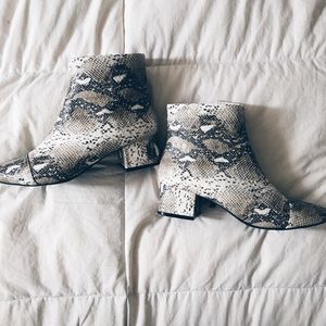 Zara snake skin midi booties.