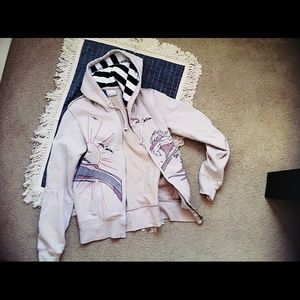 grey beach seagull embroidered zip up hoodie 🌊