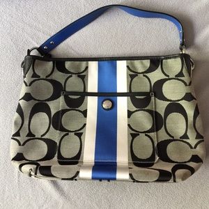 Coach Hampton Weekend Stripe Hobo Bag