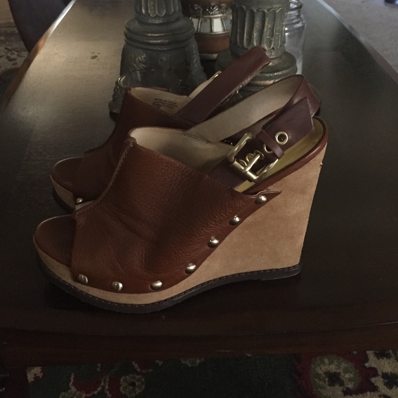 Michael by Michael Kors brown leather wedges
