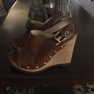 Michael by Michael Kors brown leather wedges