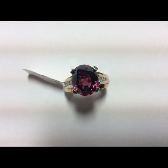 FINAL SALE PRICE HUGE 14K Rhodolite Garnet & Diamond Ring - Picture 3 of 13