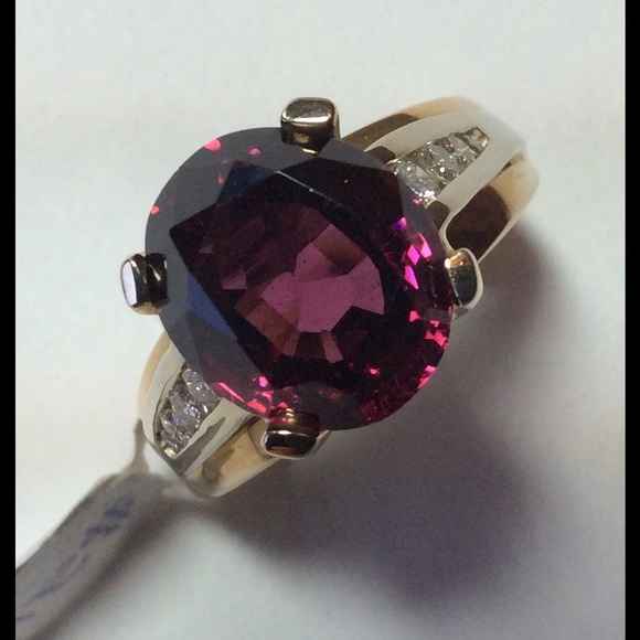 FINAL SALE PRICE HUGE 14K Rhodolite Garnet & Diamond Ring - Picture 5 of 13