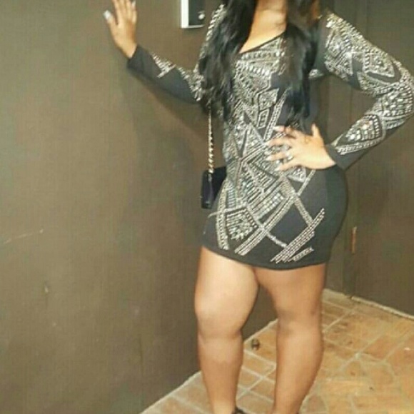 Black long sleeve sequin dress