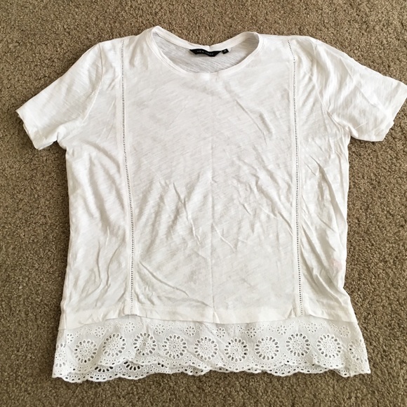 Zara White Eyelet Tee