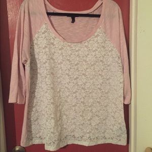 Super cute pink and white lace shirt