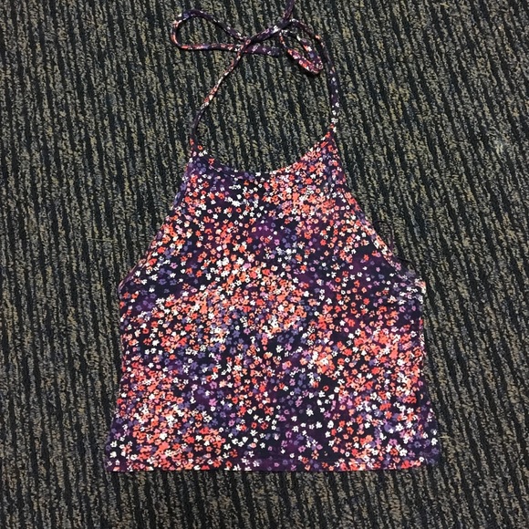 Aeropostale Flower Halter Crop Top