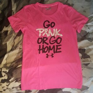 Pink Under Armour workout shirt