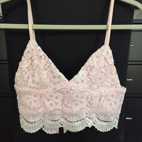 LF Pink Lace Crop Top Bra